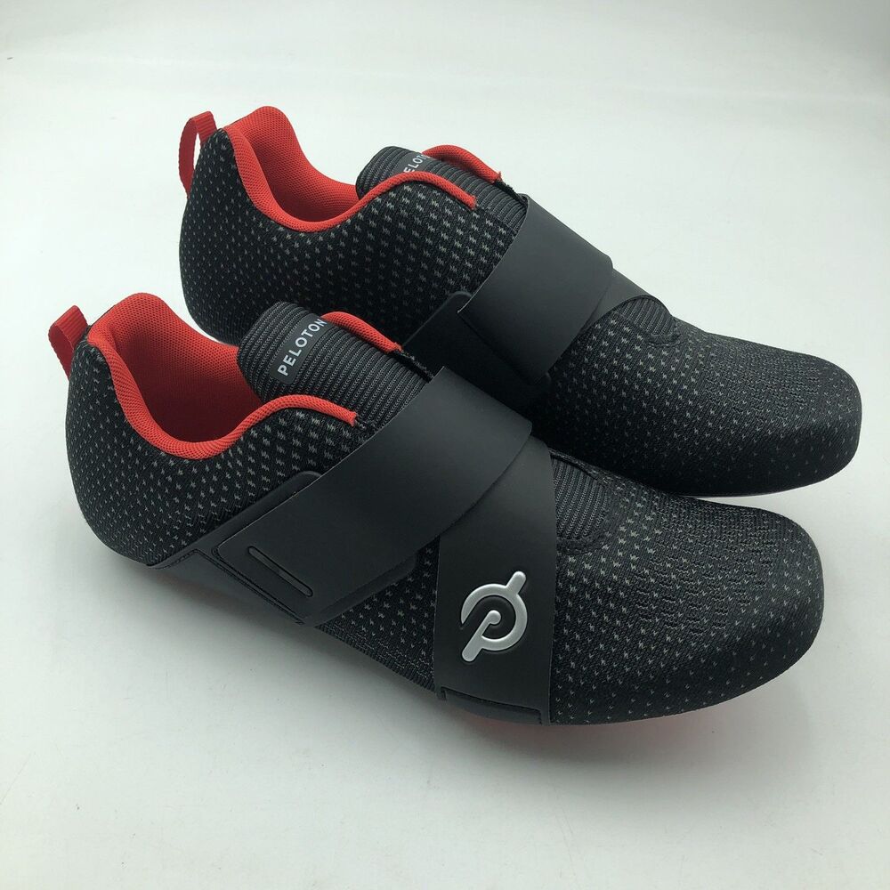 Peloton Unisex Cycling Shoes Black Red Hook & Loop US Men 9.5 Women 11
